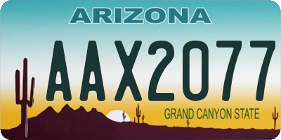 AZ license plate AAX2077