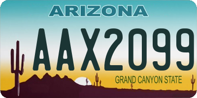 AZ license plate AAX2099