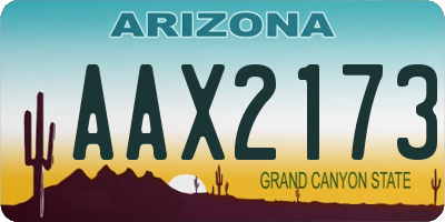 AZ license plate AAX2173