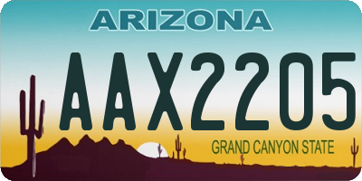 AZ license plate AAX2205