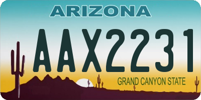 AZ license plate AAX2231