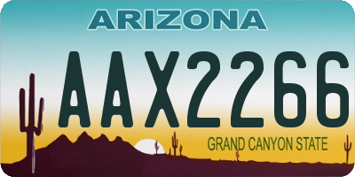 AZ license plate AAX2266