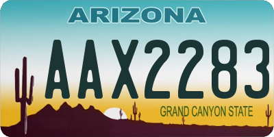 AZ license plate AAX2283