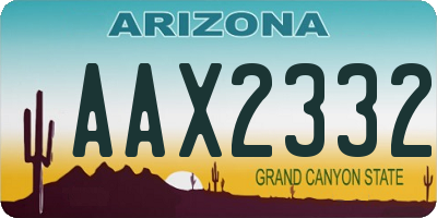 AZ license plate AAX2332