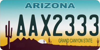 AZ license plate AAX2333