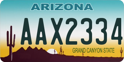 AZ license plate AAX2334