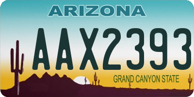 AZ license plate AAX2393