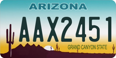 AZ license plate AAX2451