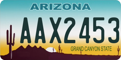 AZ license plate AAX2453