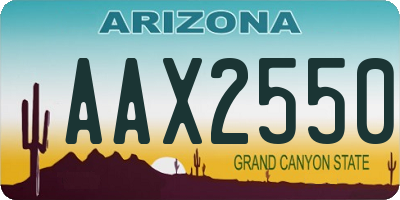 AZ license plate AAX2550