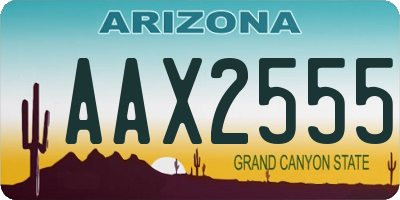 AZ license plate AAX2555
