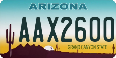 AZ license plate AAX2600