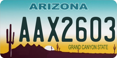AZ license plate AAX2603