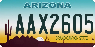AZ license plate AAX2605