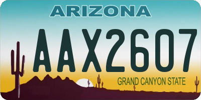 AZ license plate AAX2607