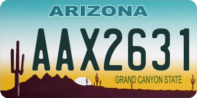 AZ license plate AAX2631