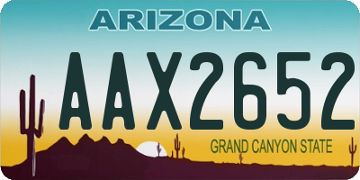 AZ license plate AAX2652