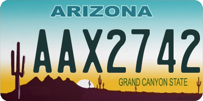 AZ license plate AAX2742