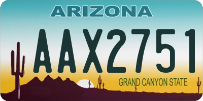 AZ license plate AAX2751