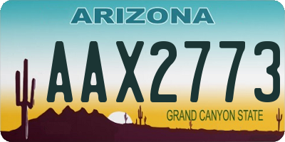 AZ license plate AAX2773
