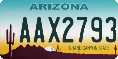 AZ license plate AAX2793