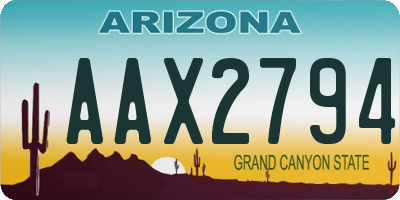 AZ license plate AAX2794