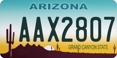 AZ license plate AAX2807