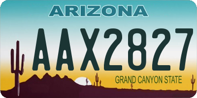 AZ license plate AAX2827