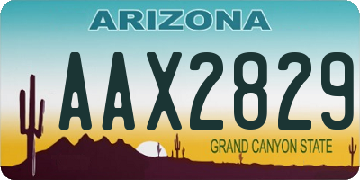 AZ license plate AAX2829