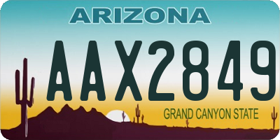 AZ license plate AAX2849