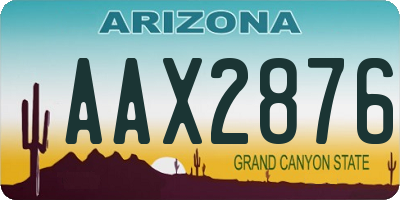 AZ license plate AAX2876