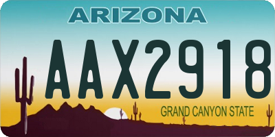 AZ license plate AAX2918