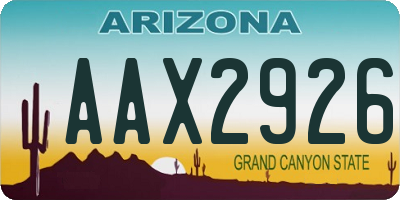 AZ license plate AAX2926