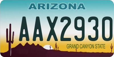 AZ license plate AAX2930