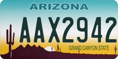 AZ license plate AAX2942