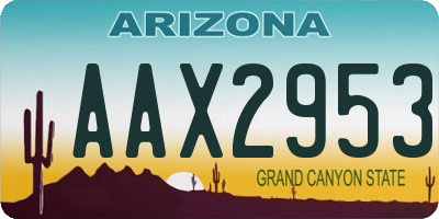 AZ license plate AAX2953