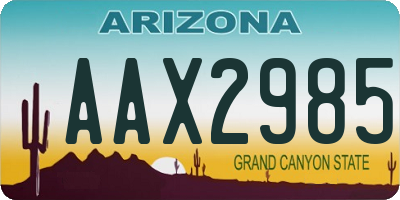 AZ license plate AAX2985