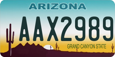 AZ license plate AAX2989
