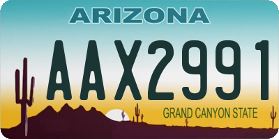 AZ license plate AAX2991