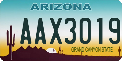 AZ license plate AAX3019