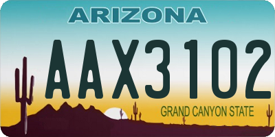 AZ license plate AAX3102