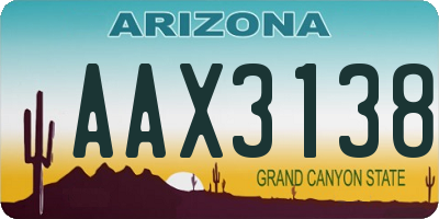 AZ license plate AAX3138