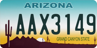 AZ license plate AAX3149