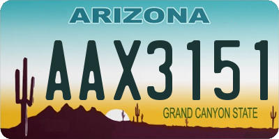 AZ license plate AAX3151