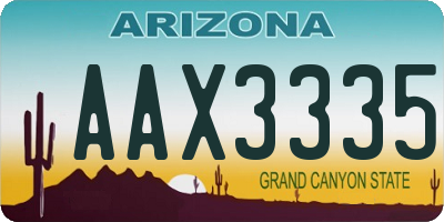 AZ license plate AAX3335