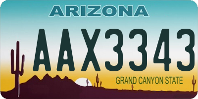 AZ license plate AAX3343