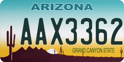 AZ license plate AAX3362