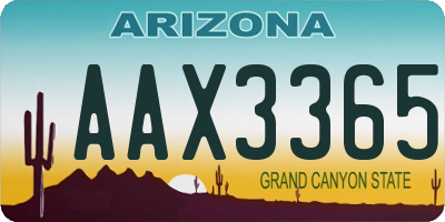 AZ license plate AAX3365