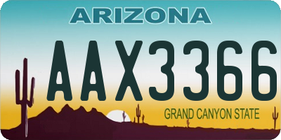 AZ license plate AAX3366