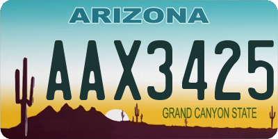 AZ license plate AAX3425